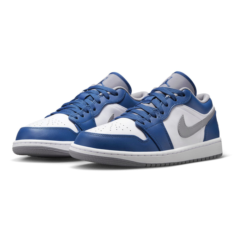 Tênis Nike Masculino Air Jordan 1 Low- Branco + Azul - CARINHA DAS MARCAS